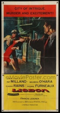8t497 LISBON 3sh 1956 Ray Milland & Maureen O'Hara in the Portugal city of intrigue & murder!