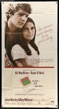 8t504 LOVE STORY 3sh 1970 romantic close up of Ali MacGraw & Ryan O'Neal, classic tagline!