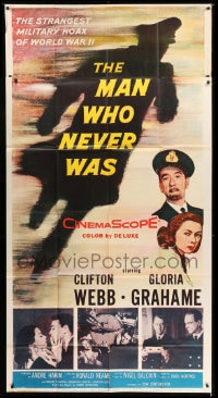 8t510 MAN WHO NEVER WAS 3sh 1956 Clifton Webb, Gloria Grahame, strangest military hoax of WWII!