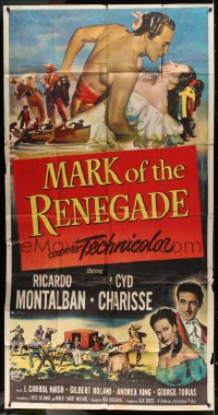 8t512 MARK OF THE RENEGADE 3sh 1951 art of barechested Ricardo Montalban & sexy Cyd Charisse!