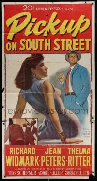 8t552 PICKUP ON SOUTH STREET 3sh 1953 Richard Widmark & Jean Peters in Samuel Fuller noir classic!