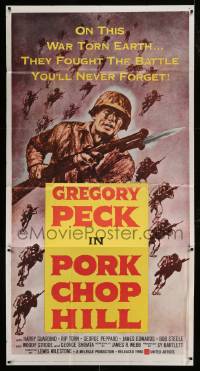 8t557 PORK CHOP HILL 3sh 1959 Lewis Milestone directed, art of Korean War soldier Gregory Peck!