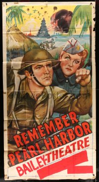 8t564 REMEMBER PEARL HARBOR 3sh 1942 art of soldier Don Red Barry & Fay McKenzie in World War II!