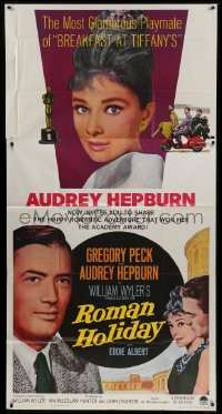 8t573 ROMAN HOLIDAY 3sh R1962 beautiful Audrey Hepburn & Gregory Peck, Vespa, William Wyler!