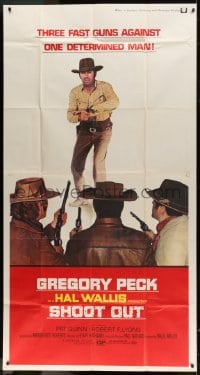 8t583 SHOOT OUT 3sh 1971 great full-length image of gunfighter Gregory Peck vs. 3 fast guns!
