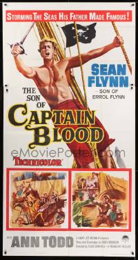 8t593 SON OF CAPTAIN BLOOD 3sh 1963 giant full-length image of barechested pirate Sean Flynn!