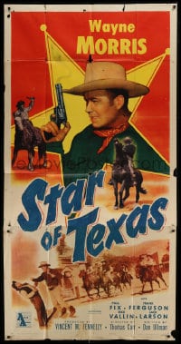 8t600 STAR OF TEXAS 3sh 1953 great close up of Texas Ranger Wayne Morris holding smoking gun!