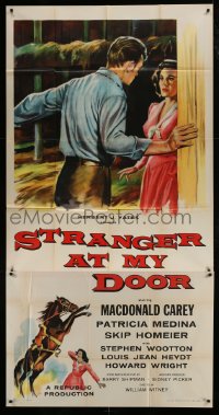 8t602 STRANGER AT MY DOOR 3sh 1956 preacher MacDonald Carey's faith can't save this killer!