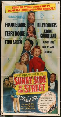 8t604 SUNNY SIDE OF THE STREET 3sh 1951 Frankie Laine, Billy Daniels, Terry Moore & top cast!