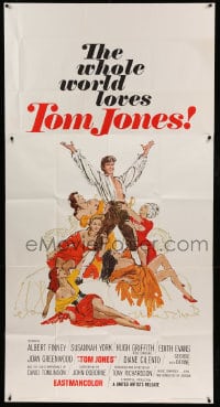 8t618 TOM JONES int'l 3sh 1963 Tony Richardson, art of Albert Finney surrounded by five sexy women!