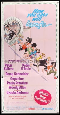 8t636 WHAT'S NEW PUSSYCAT 3sh 1965 Frank Frazetta art of Woody Allen, Peter O'Toole & sexy babes!