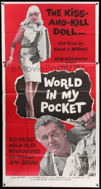 8t640 WORLD IN MY POCKET 3sh 1962 the kiss & kill doll, girl-trap to steal a million!