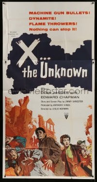 8t641 X THE UNKNOWN 3sh 1957 spooky Hammer sci-fi, Dean Jagger, nothing can stop it!