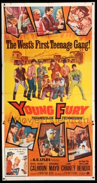 8t644 YOUNG FURY 3sh 1965 artwork of Rory Calhoun & the West's first teenage gang!!