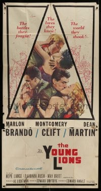 8t645 YOUNG LIONS 3sh 1958 different art of Nazi Marlon Brando, Dean Martin & Montgomery Clift