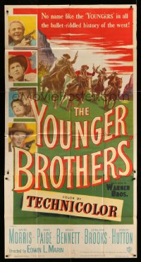 8t647 YOUNGER BROTHERS 3sh 1949 outlaw brothers Wayne Morris, Bruce Bennett & Robert Hutton!