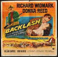 8t017 BACKLASH 6sh 1956 art of Richard Widmark & Donna Reed, suspense that cuts like a whip!
