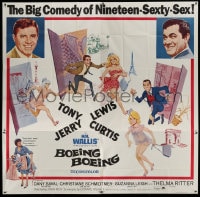 8t021 BOEING BOEING 6sh 1965 different art of Tony Curtis, Jerry Lewis & sexy ladies by Jack Rickard!