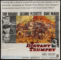 8t035 DISTANT TRUMPET 6sh 1964 cool art of Troy Donahue vs Indians by Frank McCarthy!