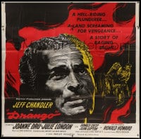 8t036 DRANGO 6sh 1957 cool art of Jeff Chandler, a man against a town gone mad with lust!