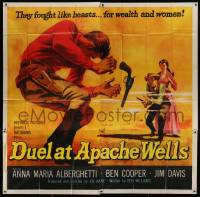 8t037 DUEL AT APACHE WELLS 6sh 1957 they fought like beasts for wealth & women, gun duel art!