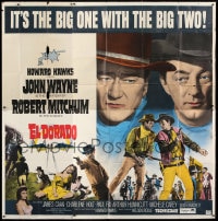 8t038 EL DORADO 6sh 1966 John Wayne, Robert Mitchum, Howard Hawks, the big one with the big two!