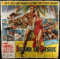 8t061 ISLAND OF DESIRE 6sh 1952 full-length art of sexy Linda Darnell & barechested Tab Hunter!