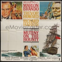 8t082 MUTINY ON THE BOUNTY style B 6sh 1962 Marlon Brando, cool seafaring art of ship by Smith!