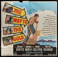 8t120 WAY TO THE GOLD 6sh 1957 barechested Jeffrey Hunter & sexy blonde hell-cat Sheree North!