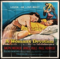 8t123 WOMAN'S DEVOTION 6sh 1956 artwork of Paul Henreid & Janice Rule, lover or love-mad!