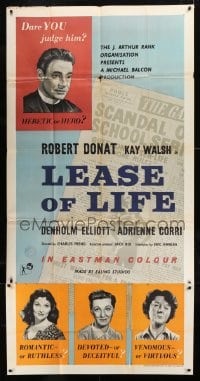 8t007 LEASE OF LIFE English 3sh 1954 Ealing Studios, is parson Robert Donat a heretic or hero?