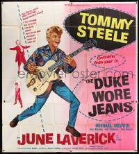 8t002 DUKE WORE JEANS English 6sh 1958 full-length art of Tommy Steel playing guitar!