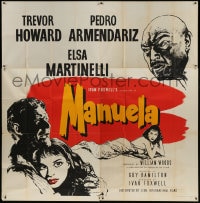 8t004 MANUELA English 6sh 1957 art of Trevor Howard, Pedro Armendariz & Elsa Martinelli!