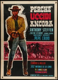 8t683 BLOOD AT SUNDOWN Italian 1p 1965 full-length Anthony Steffen with gun, spaghetti western!