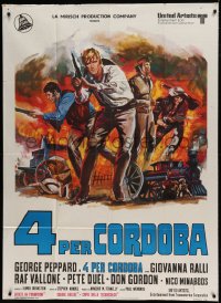 8t698 CANNON FOR CORDOBA Italian 1p 1970 art of George Peppard & men in fiery battle scene!