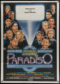 8t708 CINEMA PARADISO Italian 1p 1989 great artwork of Philippe Noiret & cast by Taito!