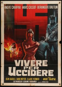 8t719 CRIME OF DAVID LEVINSTEIN Italian 1p 1968 Casaro art of swastika behind naked woman & Nazi!
