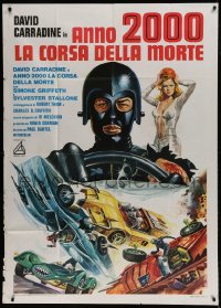 8t735 DEATH RACE 2000 Italian 1p 1976 David Carradine, great completely different sci-fi art!