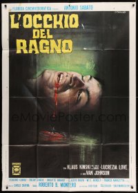 8t755 EYE OF THE SPIDER Italian 1p 1971 wild Franco close up art of man bleeding from mouth!