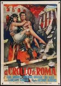 8t759 FALL OF ROME style A Italian 1p 1962 art of strongman Carl Mohner carrying Loredana Nusciak!