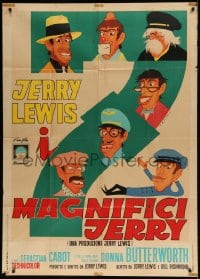 8t760 FAMILY JEWELS Italian 1p 1965 great Timperi art of wacky Jerry Lewis in 7 different roles!