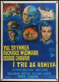 8t766 FLIGHT FROM ASHIYA Italian 1p 1964 different art of Yul Brynner, Richard Widmark & Chakiris!