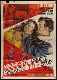 8t773 FX 18 SECRET AGENT Italian 1p 1964 Arnaldo Putzu art, French spy movie starring Ken Clark!