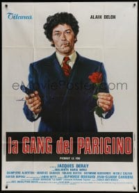 8t774 GANG Italian 1p 1977 Jacques Deray, Ciriello art of smoking Alain Delon holding gun & rose!