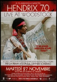 8t794 HENDRIX 70 LIVE AT WOODSTOCK advance Italian 1p 2012 cool c/u of Jimi with guitar at concert!
