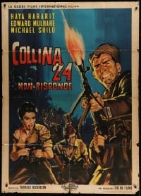 8t797 HILL 24 DOESN'T ANSWER Italian 1p 1961 cool Morini art, first movie produced in Israel!