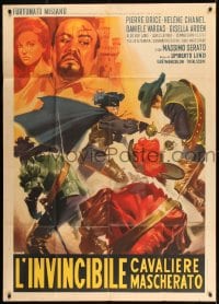 8t812 INVINCIBLE MASKED RIDER Italian 1p 1963 Umberto Lenzi, cool Casaro art of Zorro-like hero!