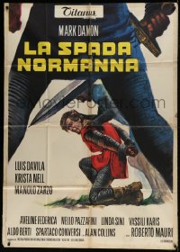 8t816 IVANHOE, THE NORMAN SWORDSMAN Italian 1p 1971 art of Mark Damon captured!
