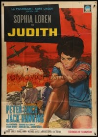 8t821 JUDITH Italian 1p 1966 different artwork of sexy Sophia Loren by fiery battlefield!