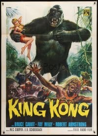 8t826 KING KONG Italian 1p R1973 different Casaro art of the giant ape carrying sexy Fay Wray!